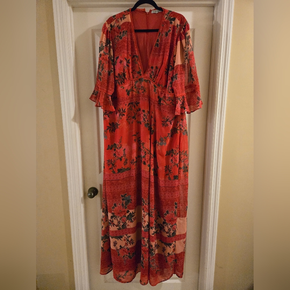 ASOS Curve Red Floral Maxi Dress